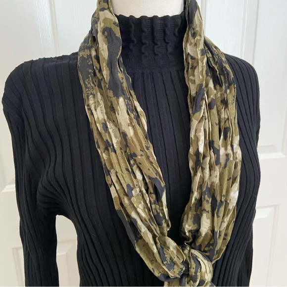 Camo Pleated Scarf in Dark Greens + Black - Picture 3 of 11